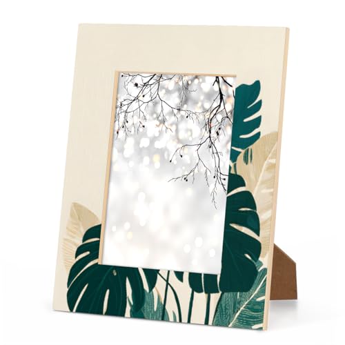 AIFONIYAEVE Tropical Leaf Green Leaf 4x6 Picture Frame, Wood Photo