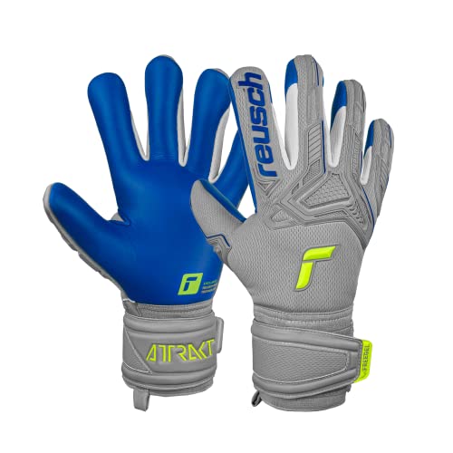 Reusch Attrakt Freegel Silver Goalkeeper Gloves, Gray/Blue/Yellow, Size 8 #TOP6