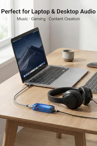 Pisendra Amplificador de auriculares USB C DAC, Dongle portátil con salidas de 3.5 mm y 4.4 mm, adaptador de audio de alta resolución para iPhone 16/15 Pro Max, Android, iPad, portátil, 32 bits/768 - imagen 6