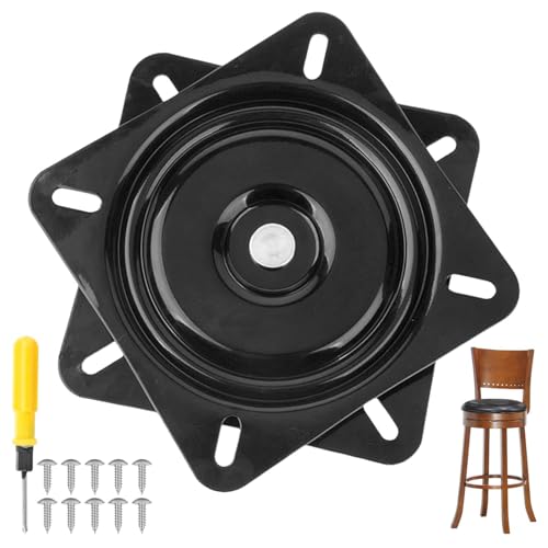 CeTsronixoC 6 Zoll Quadrat Drehlager, 360° Drehbare Solide Tafelperle Drehbeschlag,151 * 125 * 173 mm Robustes Drehzubehör, 100 kg Tragkraft, Geeignet für Hocker, Tische, Bücherregale (Schwarz)