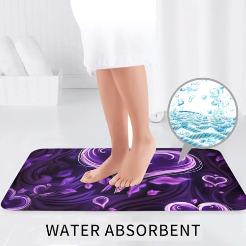 Tapis de salle de bain lavables violet avec contour WC super absorbant - 6