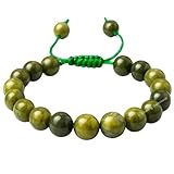 Amazing Gemstone Jade Bracelet, Gifts For Men & Women - Green Jade Protection Healing Crystal Bracelet - 8mm Gemstone Beaded Adjustable Bracelet, Pulseras Para Hombres Mujer Stocking Stuffers