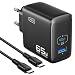 Produktbild INIU 65W USB C Ladegerät, GaN  2-Port USB C-USB A Netzteil Steack Adapter GaN II Tech Schnellladegerät Charger, Kompakt Platzsparend, für MacBook iPad Pro/Air, iPhone 15 14 13 Pro Max, Galaxy S23 usw