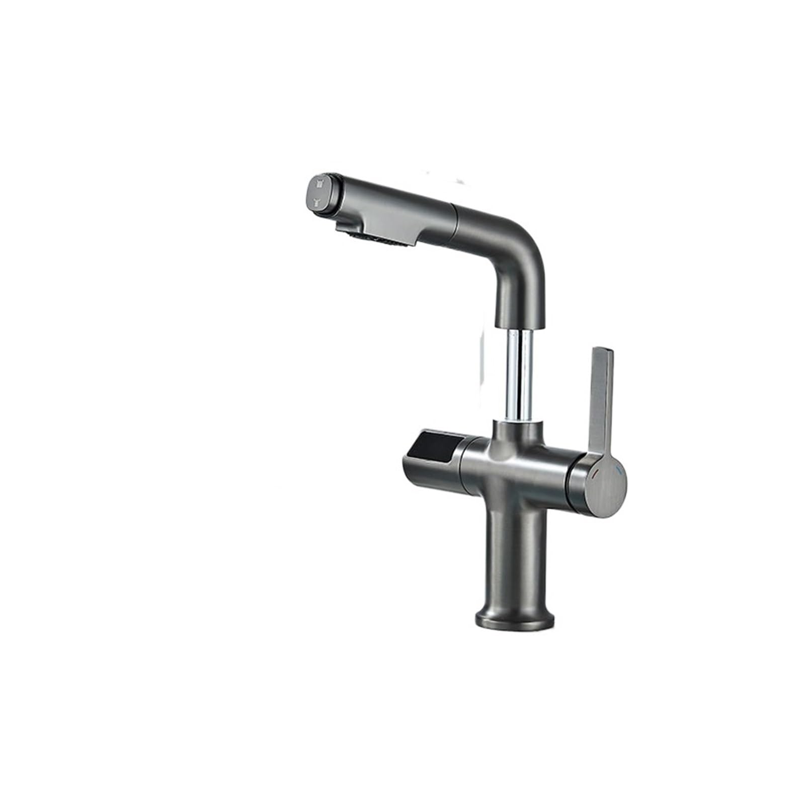 Robinet de lavabo de salle de bains en laiton massif gris de style épuré