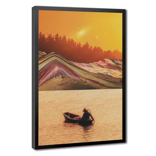 Toile abstraite paysage marin et coucher de soleil pour creer un salon apaisant et moderne
