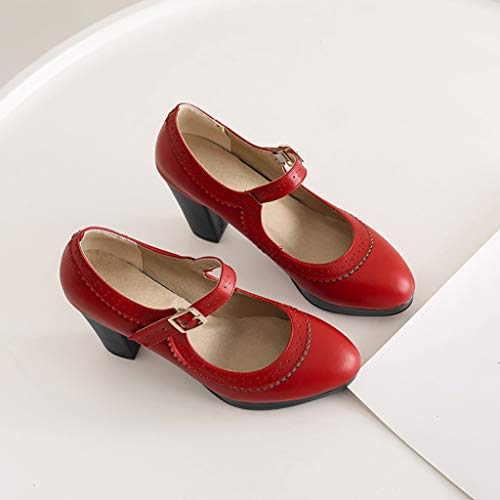 Bellirala Womens Platform Mary Jane Block Heel Pumps Round Toe Dress Shoes2