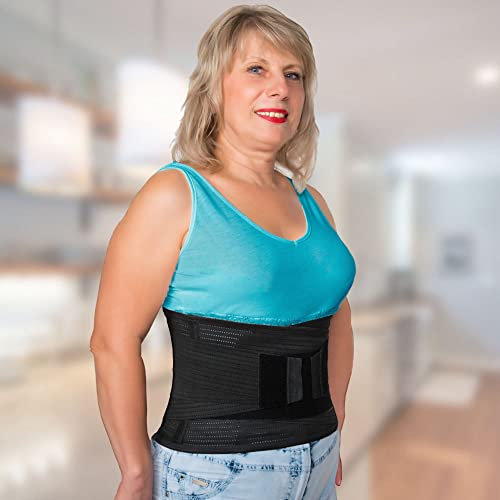 Aveston Back Brace For Lower Back Pain Relief 6 Ribs Belt With Lumbar Pad Support For Men/Women Light Thin Orthopedic Rigid Adjustable Brace Herniated Disc - Size 37 – 45 Inch Around Belly #TOP6