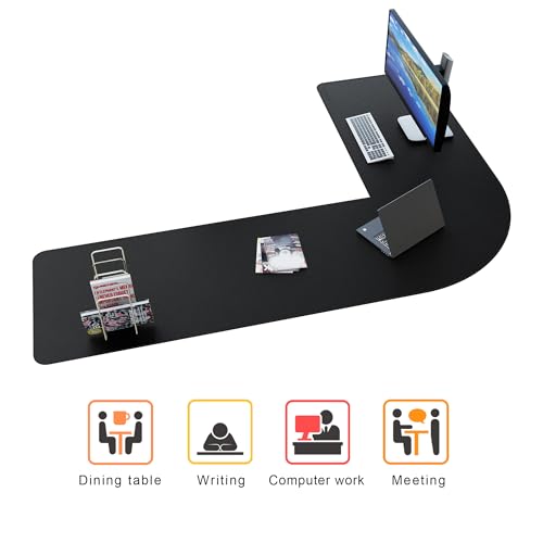Image of Chihein Leather Desk Mat L Shaped 61 inch x 80.7 inch x 23.6 inch - Big Gaming Corner Desk Pad, Non-Slip Waterproof Surface, Easy to Clean, Perfect for Office, Home (Black)