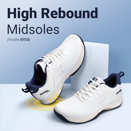 Image of FitVille Professional Mens Golf Shoes Extra Wide Spiked Golf Shoes for Men Waterproof