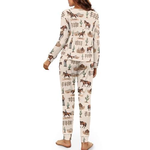 Pijama cómodo de dos piezas manga larga para mujer que evita el frío en otoño e invierno 4