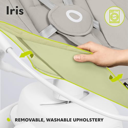 Miniatura 7 de Lionelo Iris Hamaca Mecedora Eléctrica Giratoria 360 Para Bebés De Hasta 9 Kg Con Ajuste Del Respaldo, 5 Velocidades De Balanceo, Cinturones De Seguridad Antideslizante Beige