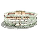 Long tiantian Boho Leather Wrap Bracelet for Women Infinity Beaded Bracelets with Clasp Stackable Le