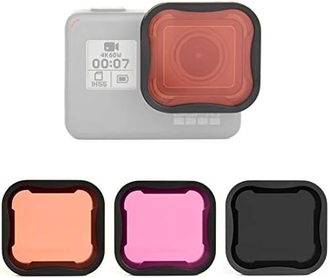 SOONSUN 3-Pack Lens Filter Red/Magenta / ND8 Filter for GoPro Hero 5 6 7 Black, Snorkel Diving Filter and Neutral Density Lens Filter Kit Lens Protector for GoPro Hero 5 6 7 Black Camera