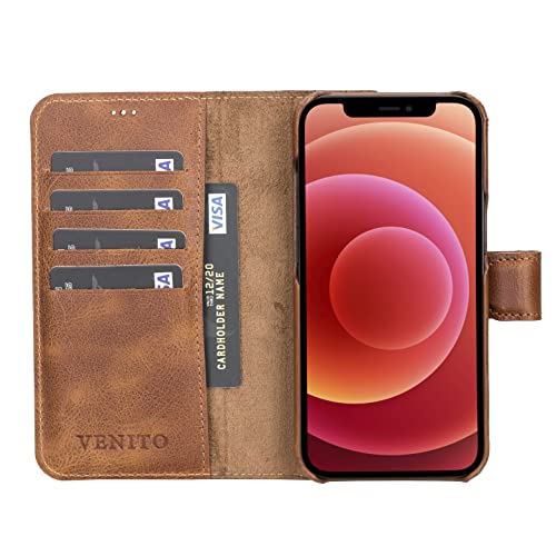Venito Florence Case Compatible With Iphone 14 Pro Wallet Case Iphone 14 Pro Leather Folio Case With Rfid Blocking Magnetic Closure Detachable Iphone Wallet For Iphone 14 Pro (Antique Brown) #TOP2