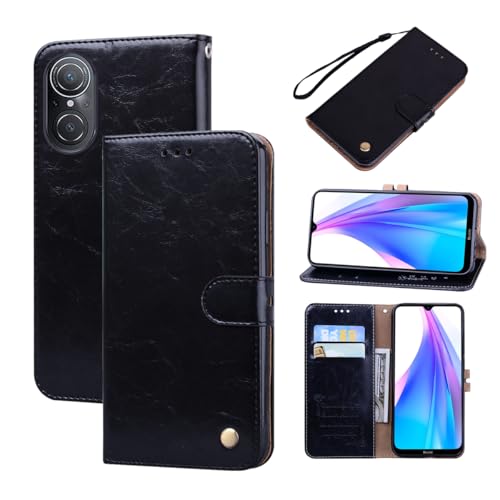 Rfvzubemok Compatible with Huawei nova 9 SE 5G Wallet Magnetic Closure Case Cover,Compatible with Huawei nova 9 SE 4G Flip Kickstand Case Black