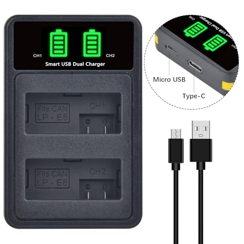 PowerTrust 2pcs LP-E8 LPE8 Battery with Charger for Canon EOS 550D 600D 650D 700D Kiss X4 X5 X6i X7i Rebel T2i T3i T4i T5i Cameras - Image 3