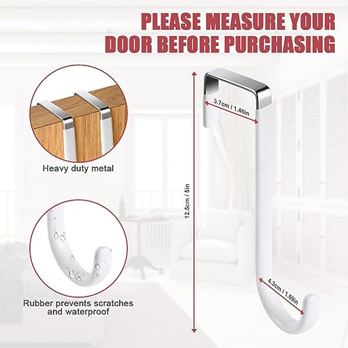 flintronic Over Door Hooks, 4PCS Heavy-Duty Over Door Hanger, Stainless Steel Coat Hooks Wall Mounted for Doors Bedroom - Image 2