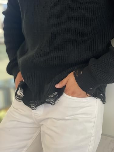 SKOS Men's Crewneck Pullover Sweater, Long Sleeve Knitted Ripped Sweater for Men, Dad/Husband/Boyfriend4