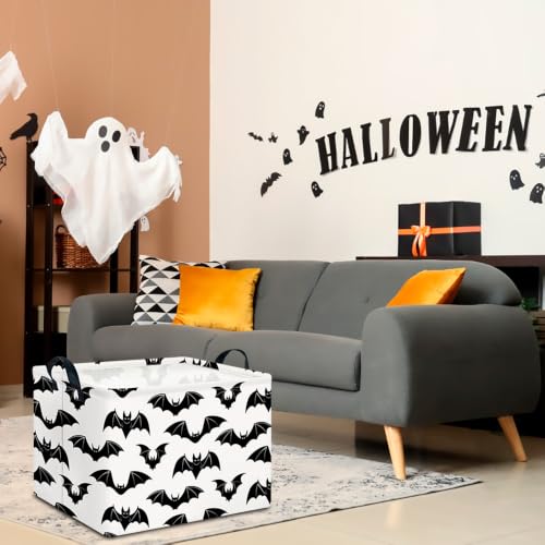 Image of CLOCOR Rectangular Storage Basket Empty,Gift Basket,Waterproof Storage Bin with Handles,Room Decor(New Bat)