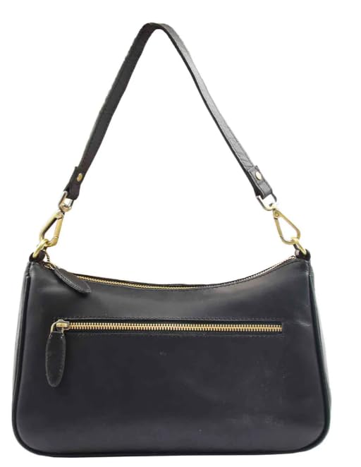 DR558 Athens - Borsa a tracolla da donna in pelle di agnello | Doppie cinghie staccabili | Tasca frontale | Tasca posteriore con zip | Tasche interne multiple | Organizzata | Onice