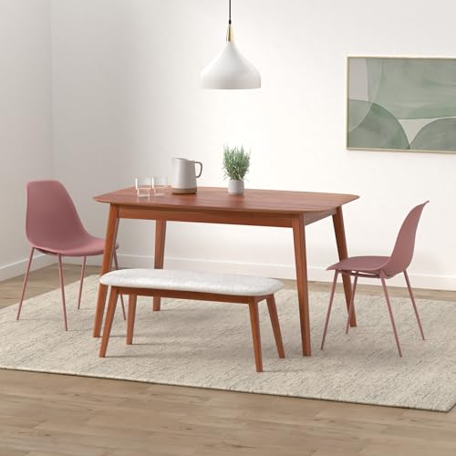 Image of Poly & BARK Isla Modern Kitchen Chairs Set of 4 - Plastic Dining Chair with Metal Legs - Quick Assembly Simple Cafe Chairs Plastic for Indoor or Outdoor - Blush Pink