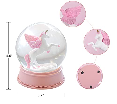 Unicorn Snow Globes For Girls, Pink Glitter Glass Snow Globes For Adults Kids Birthday Valentine Gift, 100Mm #TOP5