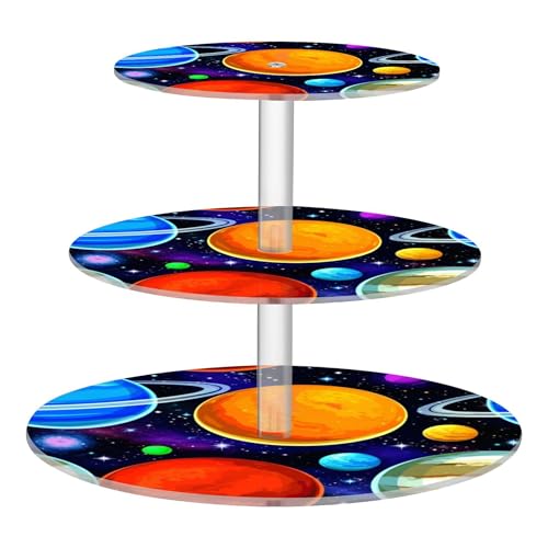 Joitme Colorful Outer Space Planets Tea Party Cupcake Stand 3