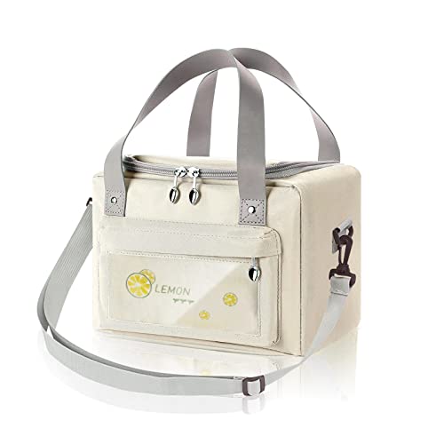 Bolsa Termica 9L Bolsa De Almuerzo Pequeña Bolsa Nevera Lunch Bag Bolsa Isotermica Pequeña Bolsa Nevera Playa Portatil Almuerzo Hermética Bolsa De Almuerzo Bolsa Térmica Para Almuerzo, Beige