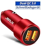 [page_title]-JSAUX Zigarettenanzünder USB Ladegerät [QC3.0 Dual Port] 36W 6A Schnellladung Auto ladegerät 12V Metal KFZ Ladegerät Kompatibel für iPhone X XS Max 11 Pro, Galaxy S8 S9 S10 Plus, Huawei ect - Rot