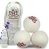 Organic Scented Wool Dryer Balls for Laundry Reusable | XL Scented 3-Pack with Lavender Oil – Natural Fabric Softener for Laundry – Chemical-Free, Hypoallergenic, Energy Saving