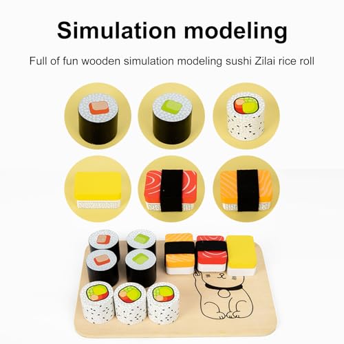 Jeu de sushis et ensemble de cuisine de jouets en bois pour enfant - 7