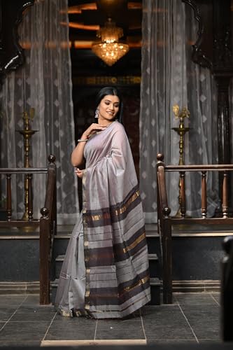 Very Much Indian grey maheshwari cotton silk saree – image 4