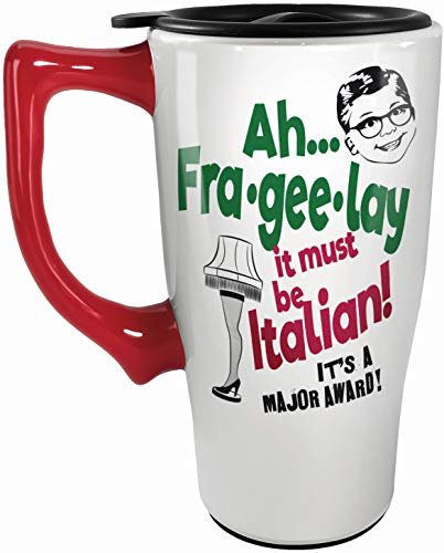 Image of Spoontiques - 12815 Spoontiques A Christmas Story Leg Lamp Ceramic Travel Mug, 18 ounces, White