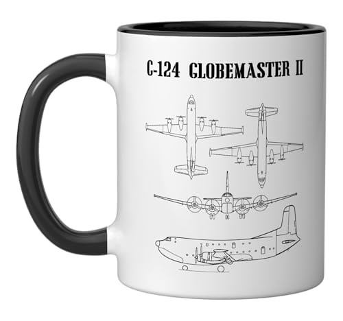 Taza cerámica C-124 Globemaster II diseño avión 11 oz miniatura 1