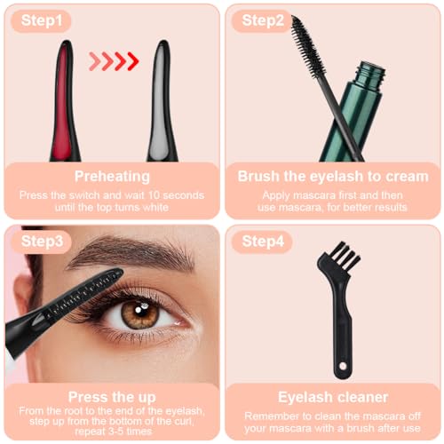 LOPHE Beheizte Wimpernzange, Wimpernzange Beheizbar mit Intelligent Power Off, Schnelles ErhitzenWimpernzange Elektrisch USB Eyelash Curler für Makeup, Weiß(E)
