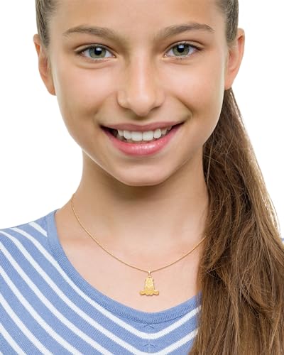 Disney Womens Winnie the Pooh Pendant Necklace 18", 14k Yellow Gold Winnie the Pooh Necklace Official License2