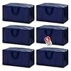 BOX USA 6-Pack Moving Bags with Strong Handles & Zippers – Heavy Duty Extra Large Packing Bags for Storage, Moving Boxes, Dorm & College Supplies, Blue