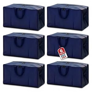 BOX USA 6-Pack Moving Bags with Strong Handles & Zippers – Heavy Duty Extra Large Packing Bags for Storage, Moving Boxes, Dorm & College Supplies, Blue