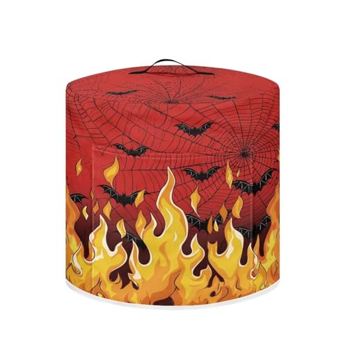 Image of 3-Quart Air Fryer Cover - Fire Bat Halloween Dust Protector | Washable, Insulated with Pocket | Fits Instant Pot, Rice Cooker | Holiday Gifts