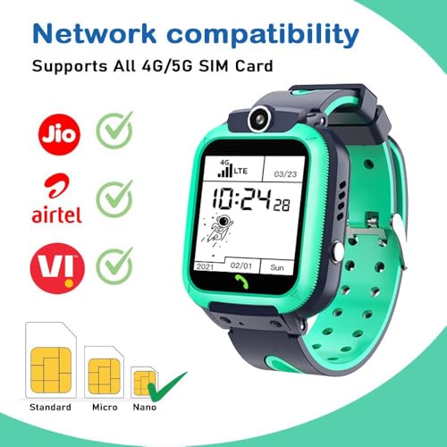 Image of SeTracker Connect2Kidz 4G Lite-L2 Smart Watch for Kids - Green, Safe Voice & Video Calling 4G Smartwatch for, Girls & Boys | SOS Alerts, Watch with Free Charger PIR Sensor Light