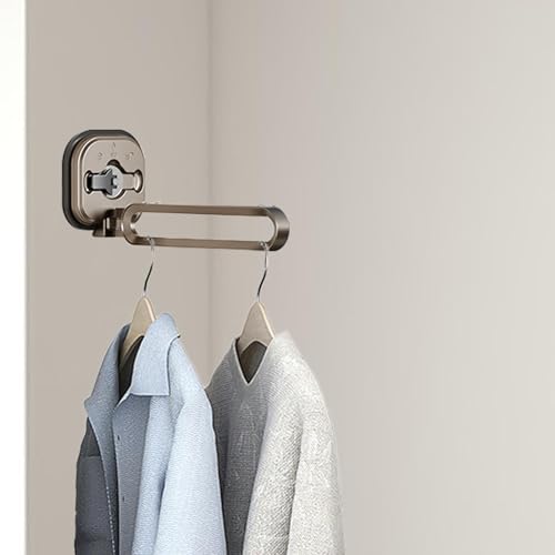 Wall Mounted Clothes Airer, Folding Clothes Airer with Suction Cup - 360 Degree Rotary Clothes Drying Rack, Wall Mounted Clothes Drying Rack with Suction Cup for Closets, Laundry - Image 3
