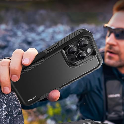 Image of KARWAN Shockproof Back Case Cover Compatible with iPhone 14 Pro Max, Heavy Duty Case with 360 Degree Camera Protection, Dual Layer Rugged Bumper Protection Cover with Matte Finish (Black)