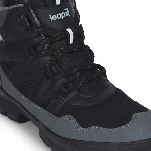 Image of Liberty Leap7x DRAWNER-1E Sports Casual Lacing Trekking Shoes for Men - Olive Green & Black | Comfortable and Durable | Suitable for Walking, Running, Outdoor and Hiking Boots Footwear | Cushioned Footbed