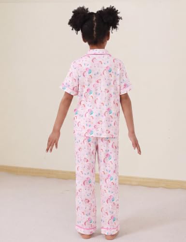 Image of Bamboo Viscose Girls' Sleepwear Short Sleeve Button Down 2-Piece Girls' Pajama Sets