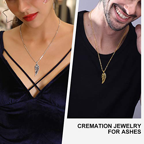 Richsteel 18K Gold Plated Angel Wing Urn Necklace For Men Women Memory Keepsake Cremation Jewelry Pendant For Ashes Dad Mom #TOP3