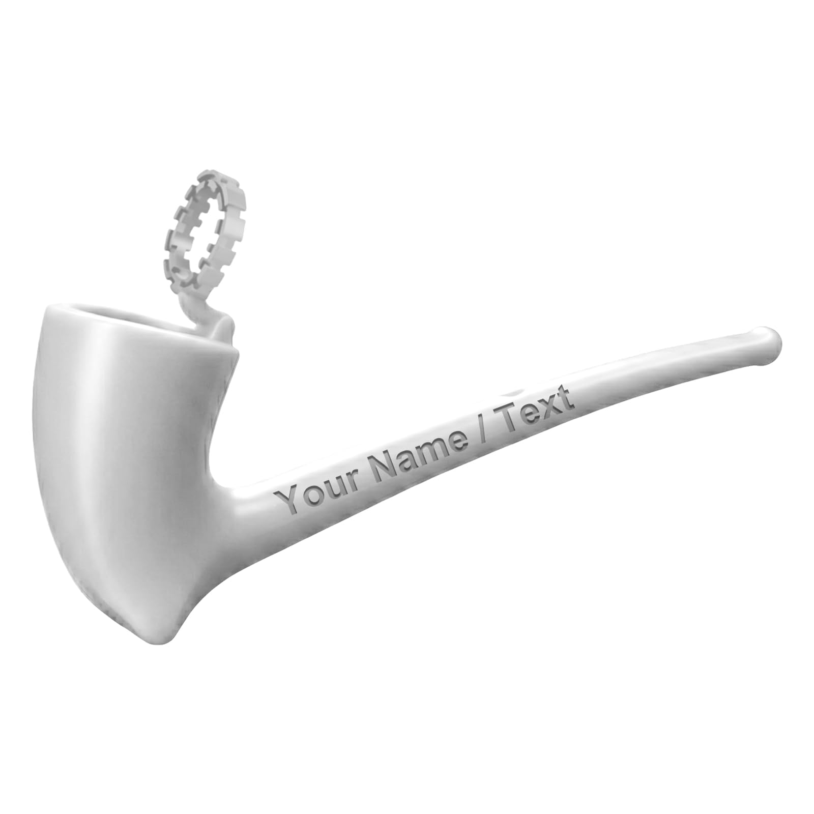 Personalised Soap Bubble Pipe with Engraved Name & Text (White)
