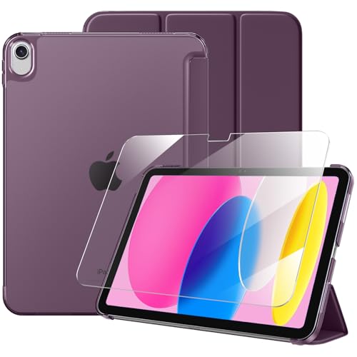 Mastten for iPad (A16) 11th Generation Case 11 Inch 2025 with Screen Protector, iPad 10th Generation Case 10.9 Inch 2022 Cute Slim Hard Translucent Back Full Protective Trifold Stand Cover,BerryPurple by Mastten - Used condition - US$10.70