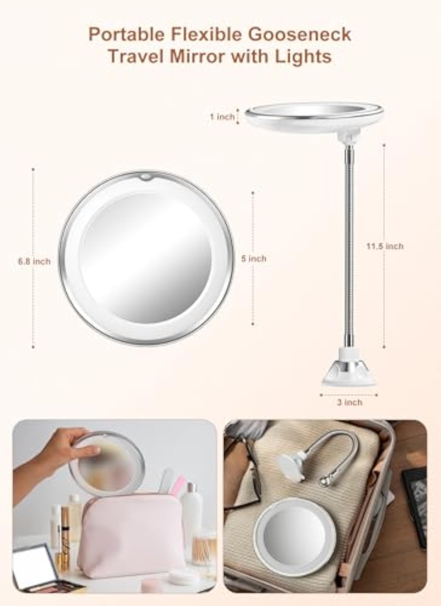 Wall Mounted Light Up Makeup Mirror, Elegant Accessory