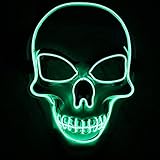 Máscara de Halloween aterradora: diversión para todas las edades. Fresca y atractiva, la máscara tecnológicamente luminosa es perfecta para fiestas, discotecas, clubes, Halloween, cumpleaños, Navidad, Pascua, fiestas de Año Nuevo. Es muy versátil, solo tienes que comprar una luz incandescente aterradora máscara, puedes usarla todo el año y es la más atractiva en todas las fiestas.