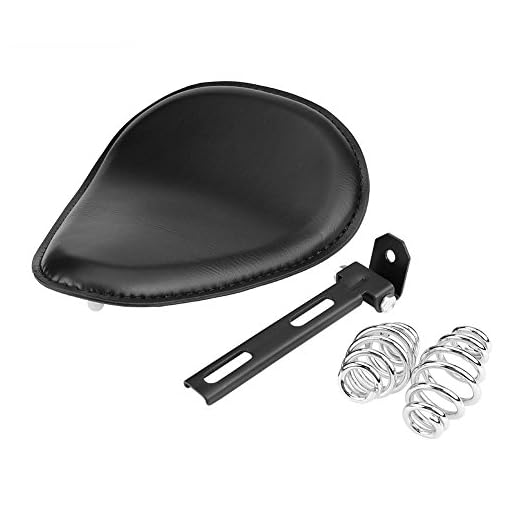 Cuero de la Motocicleta Asiento Solo W/Spring Mount Bracket 3 Pulgadas por Delaman (Color : Black)